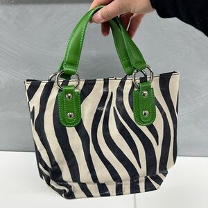 Zebra Print Bag with Green Accents